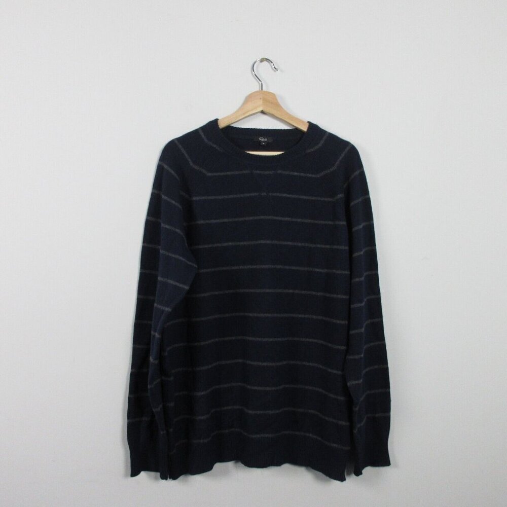 Rails Watkins Men's Pullover Stripe Sweater Wool Blend Navy/Charcoal XL 354